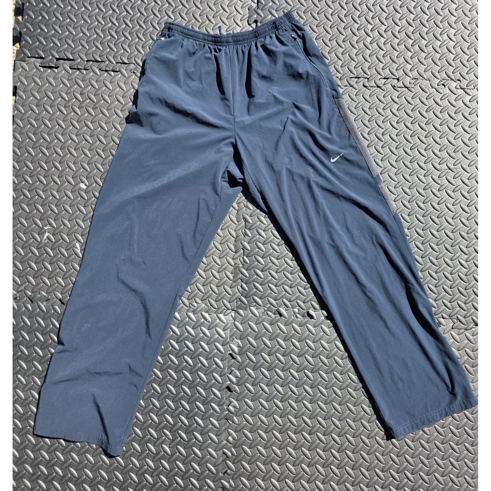 Nike Mens Dri-FIT Track Pants Navy Blue Athletic LightWeightTraining Trousers  L